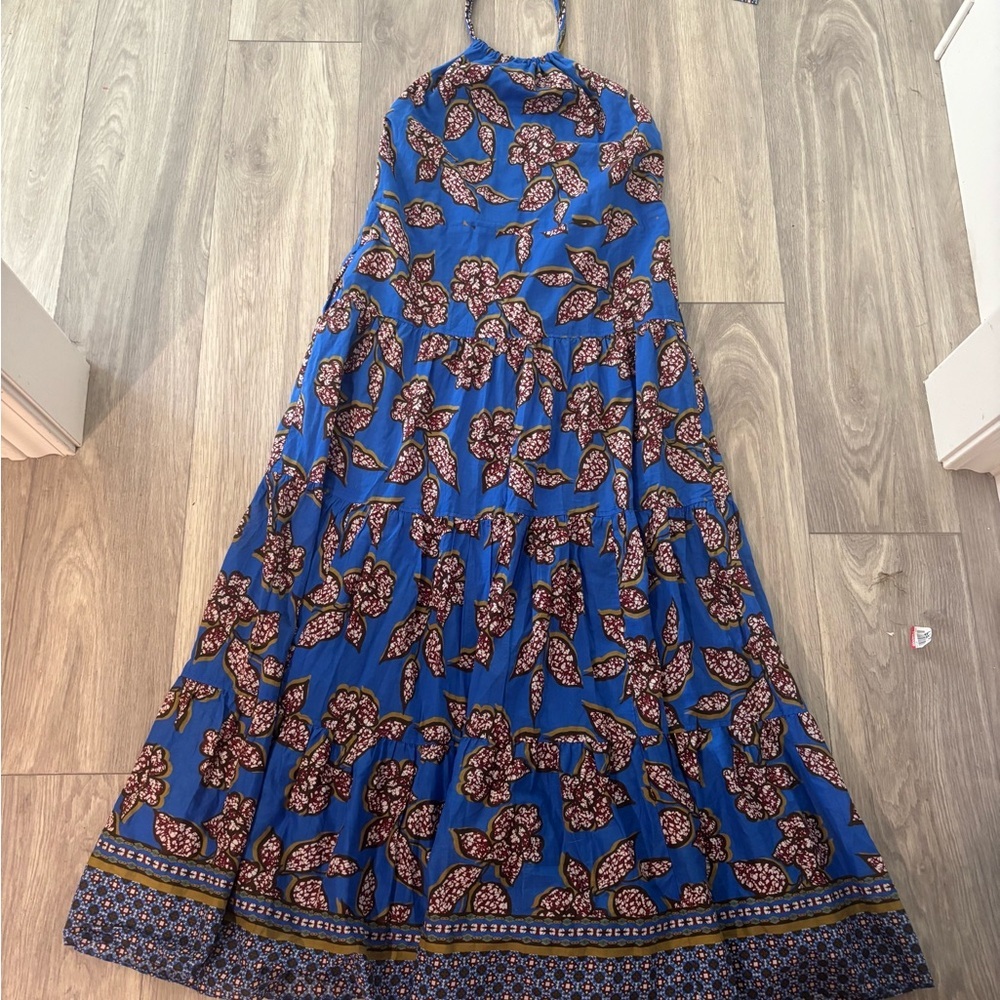 NWT Alexis Joyette Halter Blue and Brown Floral Maxi Dress - Picture 10 of 10